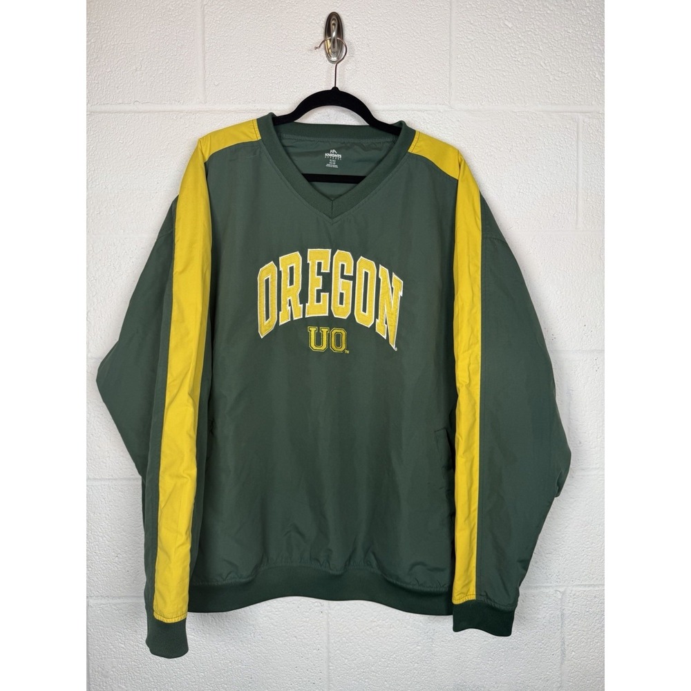 Oregon Ducks Pullover Windbreaker XL Green Yellow Y2K Sportcore NCAA